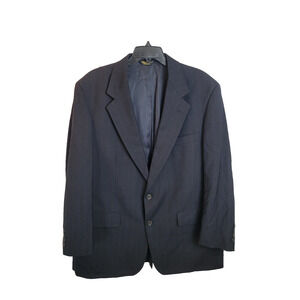 Palm Beach Exclusive Black Pinstripe Wool 2-Buttons Business Suit Men's Size 48"